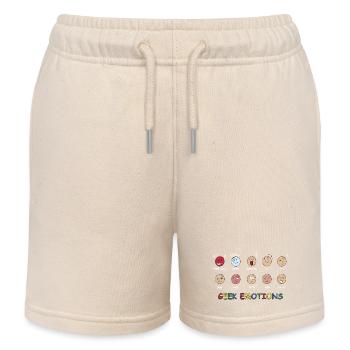 GEEK EMOTIONS - Texte BLANC - Short de jogging enfant bio Stanley/Stella - écru doux - Devant
