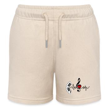 Piano cardio fréquence cardiaque et cœur au milieu - Short de jogging enfant bio Stanley/Stella - écru doux - Devant