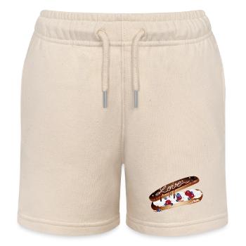Illustration eines Eclairs mit Sahne und Liebe - Kinder Organic Joggingshorts Mini Bolter von Stanley/Stella - Natur - Vorne