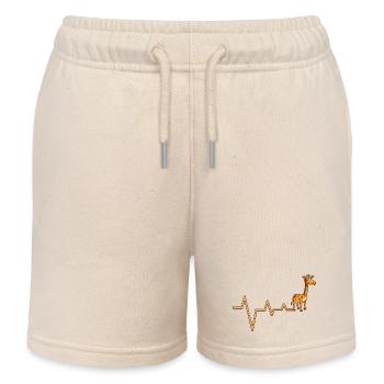 Graphique de battement de cœur de girafe - Short de jogging enfant bio Stanley/Stella - écru doux - Devant