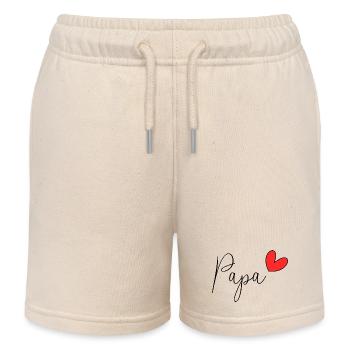 PAPA. VATERTAG. FROHER VATERTAG. ALLES GUTE ZUM GEBURTSTAG. - Kinder Organic Joggingshorts Mini Bolter von Stanley/Stella - Natur - Vorne