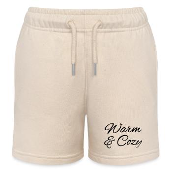 Warm & Cozy – Cuddly Autumn & Winter Lettering - Kids Organic Sweat Shorts by Stanley/Stella - soft Ecru - Front