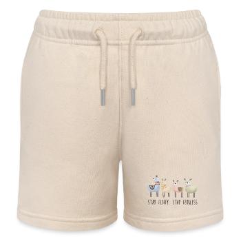 Stay Fluffy, Stay Fearless Alpaca - Kids Organic Sweat Shorts by Stanley/Stella - soft Ecru - Front