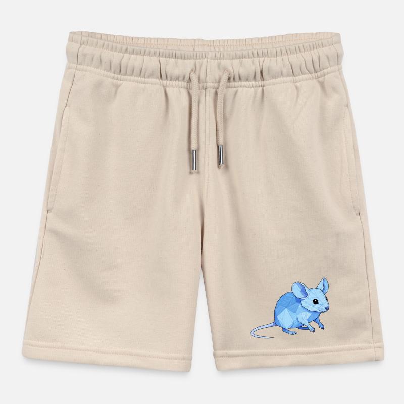 Blue Low-Poly Mouse Kids Organic Sweat Shorts by Stanley/Stella