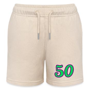 50. 50 YEARS. 50th ANNIVERSARY. 50 YEARS ANNIVERSARY. - Kids Organic Sweat Shorts by Stanley/Stella - soft Ecru - Front