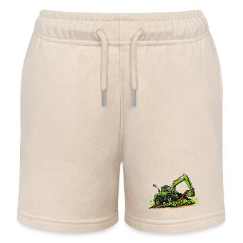  St Patricks Day Excavator Digger Construction - Kids Organic Sweat Shorts by Stanley/Stella - soft Ecru - Front