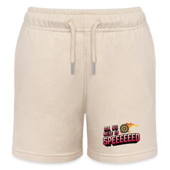 All We Need Is Speed mit Feuerreifen - Kinder Organic Joggingshorts Mini Bolter von Stanley/Stella - Natur - Vorne