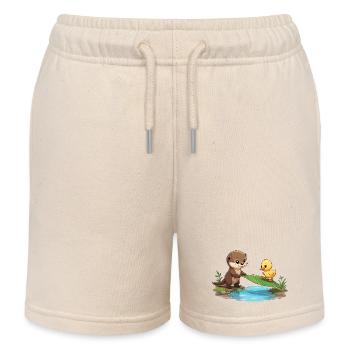 Flussfreund Otter und Ente - Kinder Organic Joggingshorts Mini Bolter von Stanley/Stella - Natur - Vorne