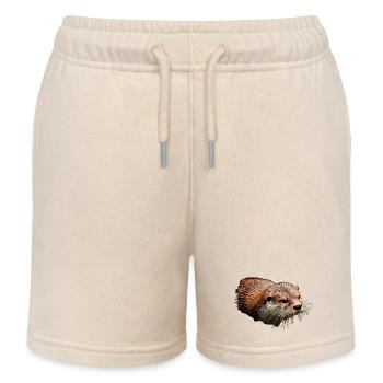Loutre poisson en aspect aquarelle - Short de jogging enfant bio Stanley/Stella - écru doux - Devant