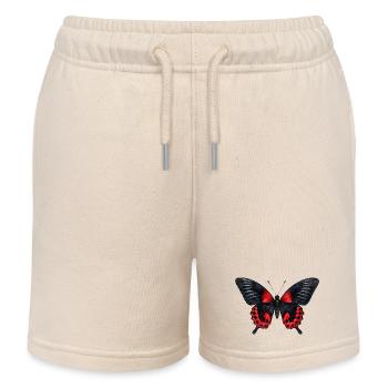 Scarlet Swallowtail Butterfly Papilio rumanzovia - Kids Organic Sweat Shorts by Stanley/Stella - soft Ecru - Front