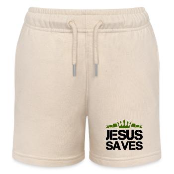 jesus saves - Kids Organic Sweat Shorts by Stanley/Stella - soft Ecru - Front