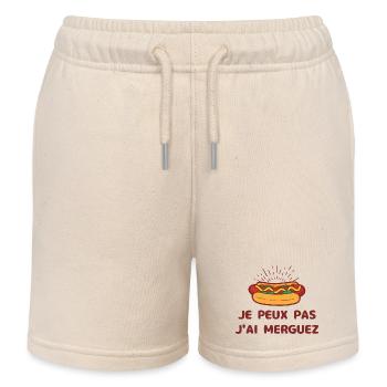 "T-shirt "Je peux pas j'ai merguez" - Short de jogging enfant bio Stanley/Stella - écru doux - Devant