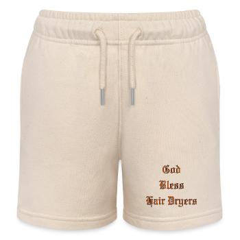 GodBlessHairDryers - Kids Organic Sweat Shorts by Stanley/Stella - soft Ecru - Front
