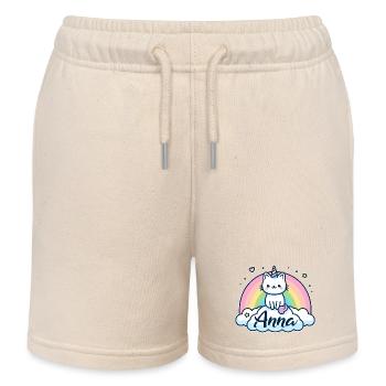 Anna Nom Prénom Chat licorne - Short de jogging enfant bio Stanley/Stella - écru doux - Devant