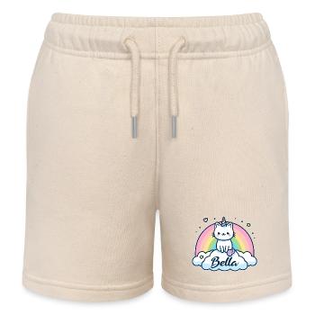 Bella Name First Name Unicorn Cat - Kids Organic Sweat Shorts by Stanley/Stella - soft Ecru - Front