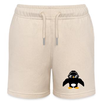 Pinguin Bodybuilder Sonnenbrille Kopfhörer Muskeln - Kinder Organic Joggingshorts Mini Bolter von Stanley/Stella - Natur - Vorne