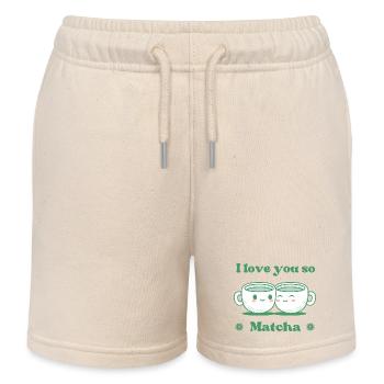 Ich liebe dich so Matcha - Kinder Organic Joggingshorts Mini Bolter von Stanley/Stella - Natur - Vorne