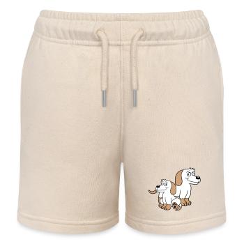 Zwei Hunde Familie Kind Mutter Vater Papa Mama Süß - Kinder Organic Joggingshorts Mini Bolter von Stanley/Stella - Natur - Vorne