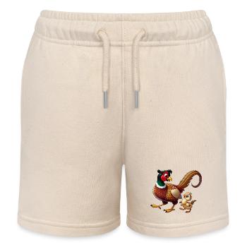 Fasanenmännchen mit Kind - Kinder Organic Joggingshorts Mini Bolter von Stanley/Stella - Natur - Vorne