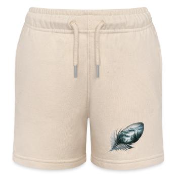 Wildlife Feather - Kids Organic Sweat Shorts by Stanley/Stella - soft Ecru - Front