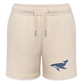 Baleine bleue, baleine - Short de jogging enfant bio Stanley/Stella - écru doux - Devant