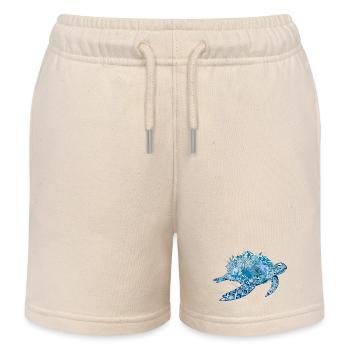 imaginative blue turtle with corals - Kids Organic Sweat Shorts by Stanley/Stella - soft Ecru - Front
