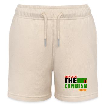 Keep Calm Sambia Flaggen Design - Kinder Organic Joggingshorts Mini Bolter von Stanley/Stella - Natur - Vorne