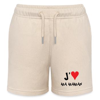 J'aime ma maman - Fête des Mères - Short de jogging enfant bio Stanley/Stella - écru doux - Devant