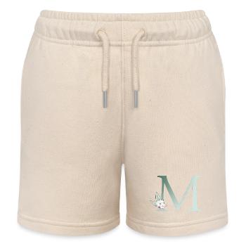 M Monogram, Floral, Personnalisable - Short de jogging enfant bio Stanley/Stella - écru doux - Devant