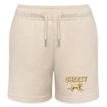 Playful Cheeky Monkey Illustration - Kids Organic Sweat Shorts by Stanley/Stella - soft Ecru - Front