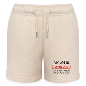 Lustiges geheimes Job-Zitat – "Mein Job ist streng geheim - Kinder Organic Joggingshorts Mini Bolter von Stanley/Stella - Natur - Vorne
