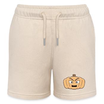 Haunted Halloween Spooky Pumpkin - Kids Organic Sweat Shorts by Stanley/Stella - soft Ecru - Front