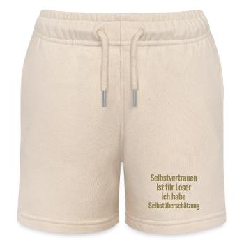 Overconfidence is my motto, self-confidence - Kids Organic Sweat Shorts by Stanley/Stella - soft Ecru - Front