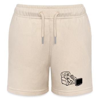 Dog Dog Chill Mode Chips Food TV TV - Kids Organic Sweat Shorts by Stanley/Stella - soft Ecru - Front