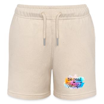 Be Real Not Perfect Aquarell Zitat - Kinder Organic Joggingshorts Mini Bolter von Stanley/Stella - Natur - Vorne