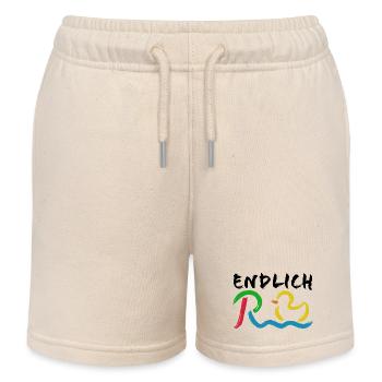 Endlich Rente - Ruhestand - Pension - Kinder Organic Joggingshorts Mini Bolter von Stanley/Stella - Natur - Vorne