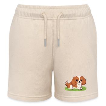 Cartoon Rider-Welpe auf Gras - Kinder Organic Joggingshorts Mini Bolter von Stanley/Stella - Natur - Vorne