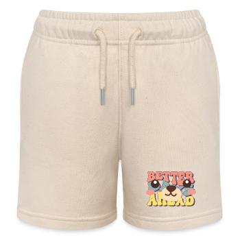 Better Forward bear motif - Kids Organic Sweat Shorts by Stanley/Stella - soft Ecru - Front
