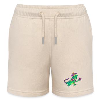 Liebender Leguan mit Sombrero und Herz - Kinder Organic Joggingshorts Mini Bolter von Stanley/Stella - Natur - Vorne