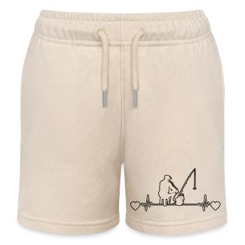 Angler Fishing Fishing Fishing Sport Fishing Hooks - Kids Organic Sweat Shorts by Stanley/Stella - soft Ecru - Front