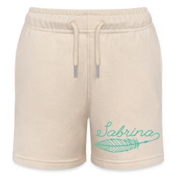 Sabrina Name Federschrift - Kinder Organic Joggingshorts Mini Bolter von Stanley/Stella - Natur - Vorne