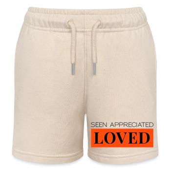 Seen Appreciated Loved zweifarbig - Kinder Organic Joggingshorts Mini Bolter von Stanley/Stella - Natur - Vorne