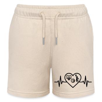 Basketball Herz Ball Korb Spieler - Kinder Organic Joggingshorts Mini Bolter von Stanley/Stella - Natur - Vorne