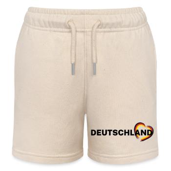 Deutschland – Herz in Schwarz Rot Gold - Kinder Organic Joggingshorts Mini Bolter von Stanley/Stella - Natur - Vorne
