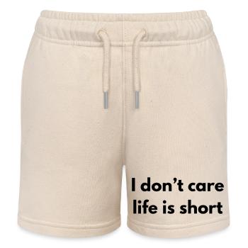 I don't care life is short - Kids Organic Sweat Shorts by Stanley/Stella - soft Ecru - Front