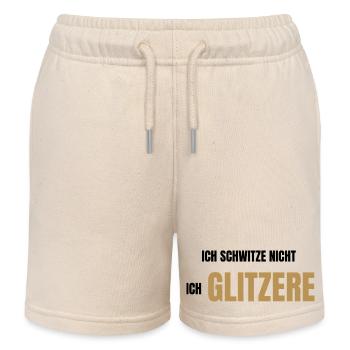 Ich schwitze nicht ich glitzere - Kinder Organic Joggingshorts Mini Bolter von Stanley/Stella - Natur - Vorne