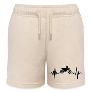 Herzschlag Motocross Motorrad - Kinder Organic Joggingshorts Mini Bolter von Stanley/Stella - Natur - Vorne