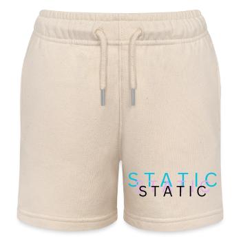 Static – Minimalist Glitch Typography Design - Kids Organic Sweat Shorts by Stanley/Stella - soft Ecru - Front