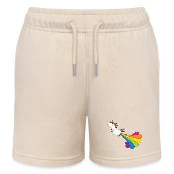 Lustiges pupsendes Einhorn mit Regenbogenwolke - Kinder Organic Joggingshorts Mini Bolter von Stanley/Stella - Natur - Vorne