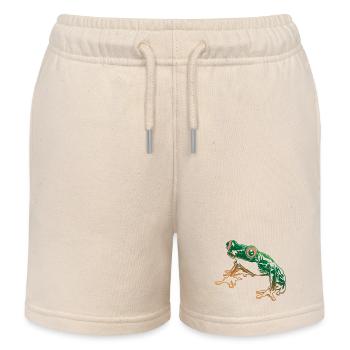 Rainette Graphique Amphibiens aquatiques Grenouilles amoureux - Short de jogging enfant bio Stanley/Stella - écru doux - Devant